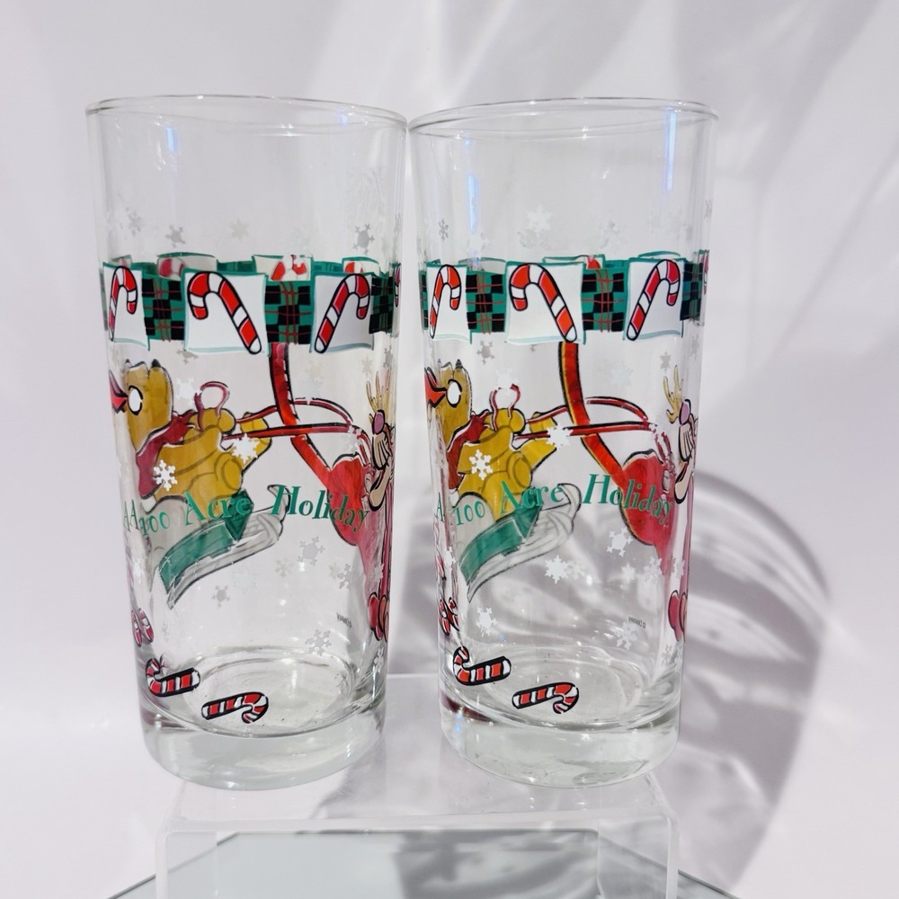 (2)‎ Winnie the Pooh & Reindeer Tigger 100 Acre Holiday 16oz Tumbler Glasses - Picture 3 of 10